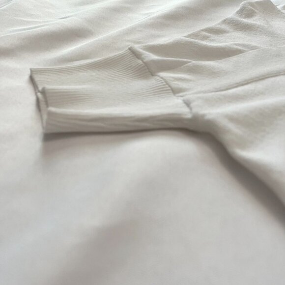 SARAH PACINI WHITE LONG SQUARE NECK BACK BLACK WRITING SHORT TEE TOP - OS - Picture 8 of 10